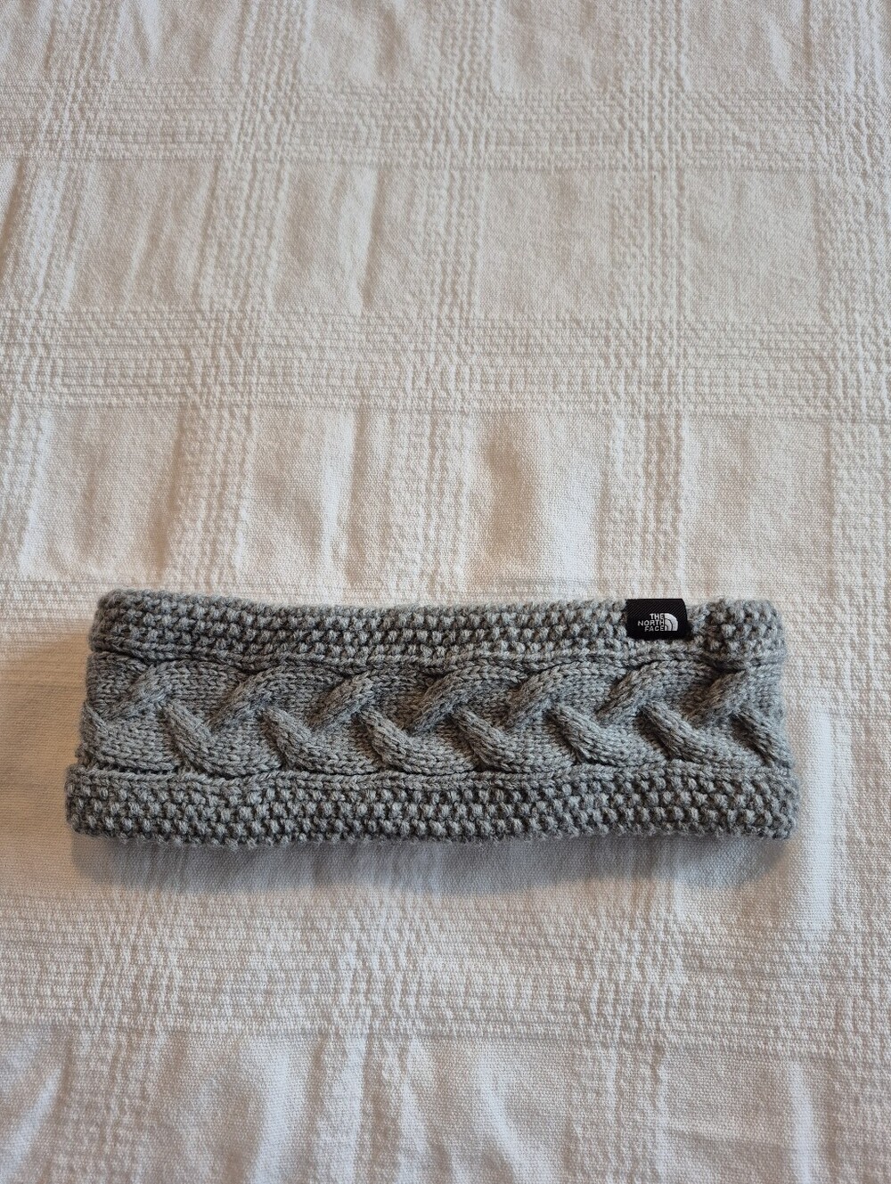 North Face women's one size gray knit with fleece lining headband VGUC